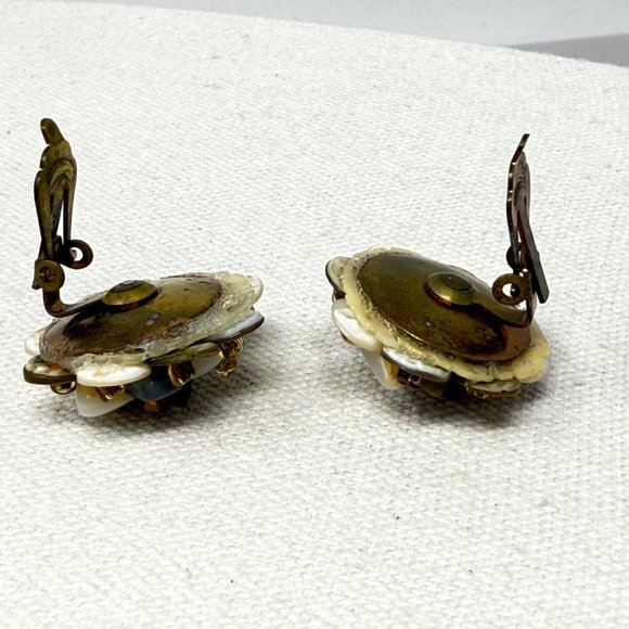 Vintage Bead Cluster Earrings Clip-On Wired‎ Retro Classic Marked Japan - Picture 9 of 9